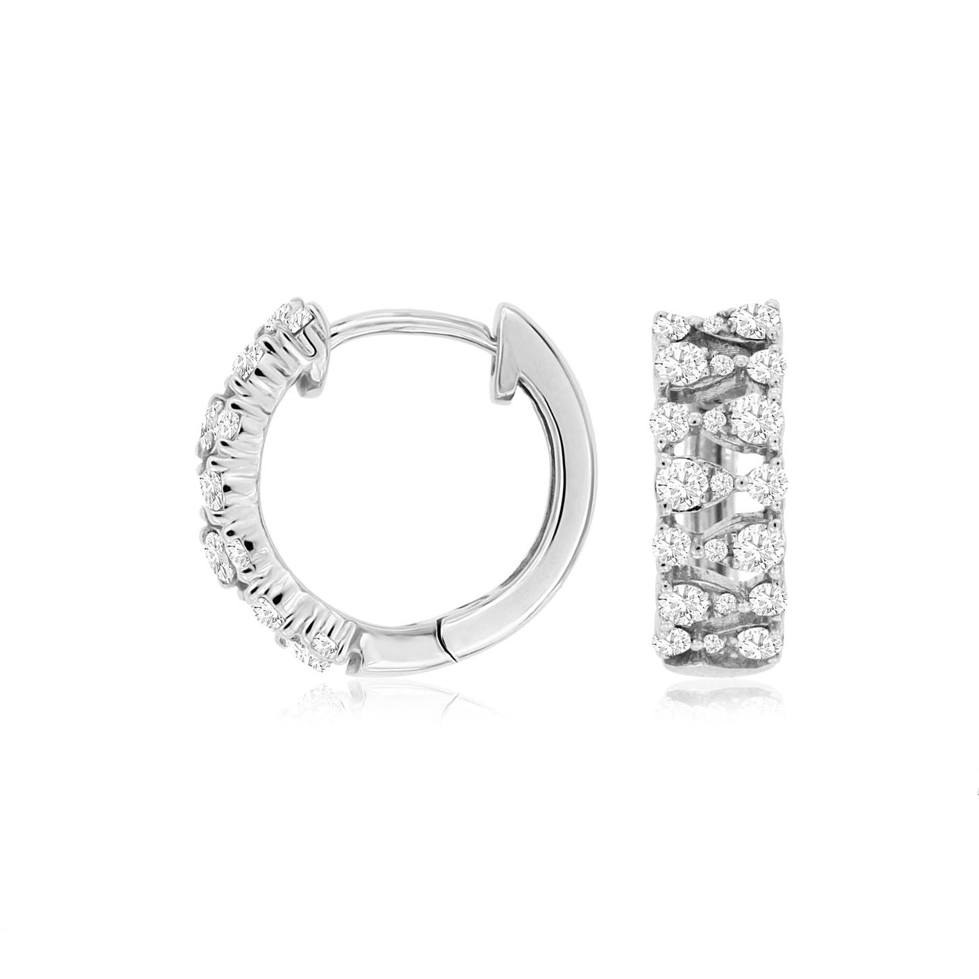 14K White Gold 0.56ctw Diamond Hoop Earrings