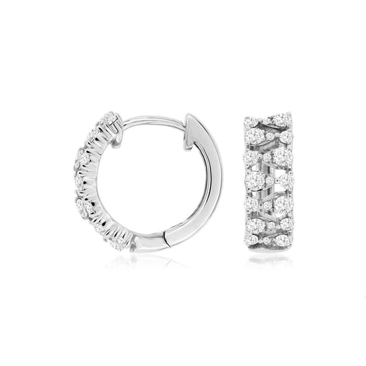 14K White Gold 0.56ctw Diamond Hoop Earrings
