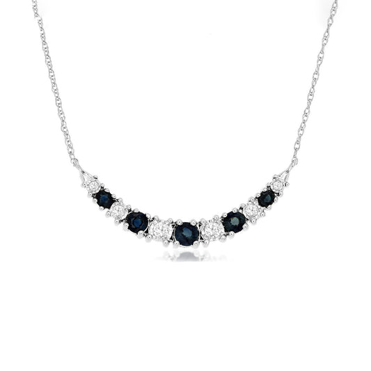 14K White Gold Sapphire & Diamond Pendant