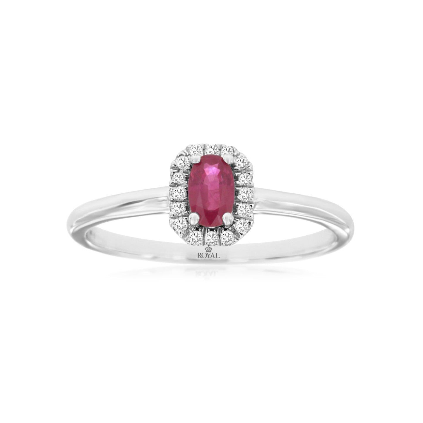 14K White Gold Ruby and Diamond Ring