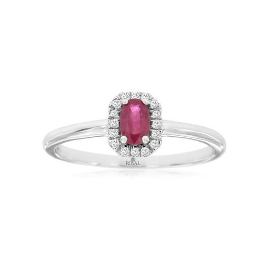 14K White Gold Ruby and Diamond Ring