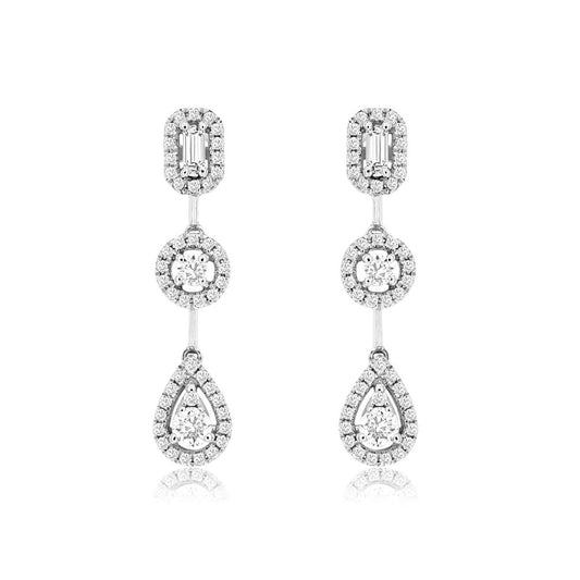 14K White Gold 0.43ctw Diamond Dangle Earrings