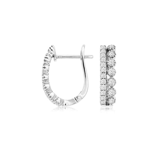 14K White Gold 0.54ctw Diamond Hoop Earrings