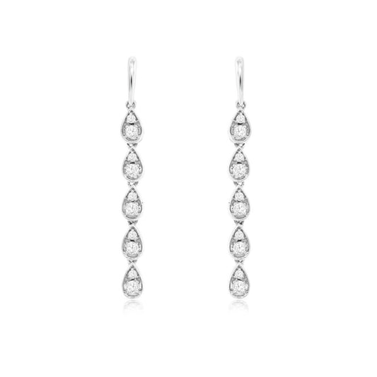 14K White Gold 0.20ctw Diamond Dangle Earrings