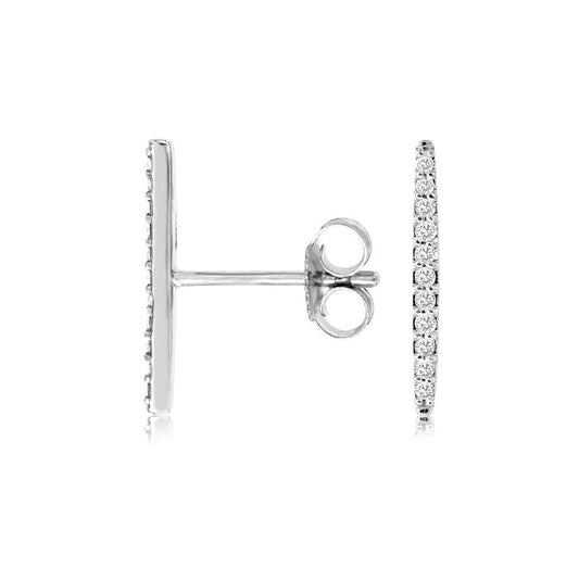 14K White Gold Diamond Bar Earrings