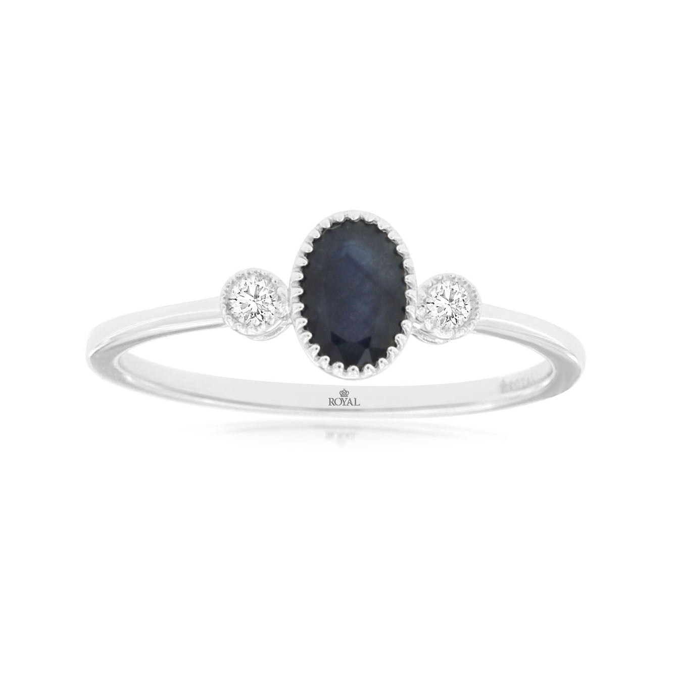14K White Gold Sapphire and Diamond Ring