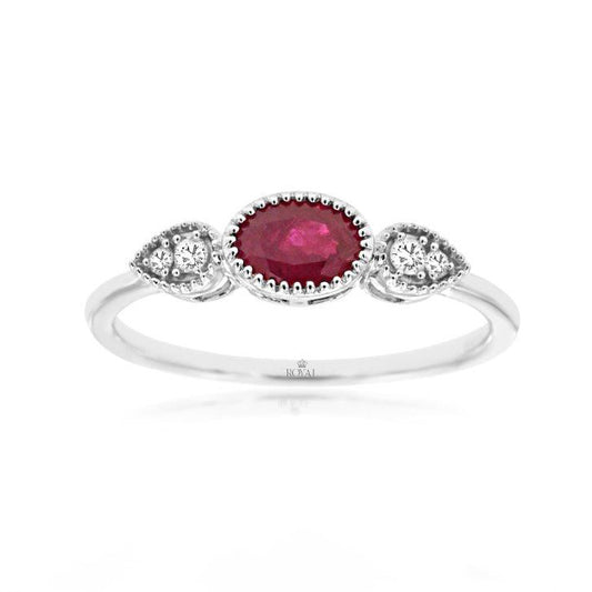 14K White Gold Ruby and Diamond Ring