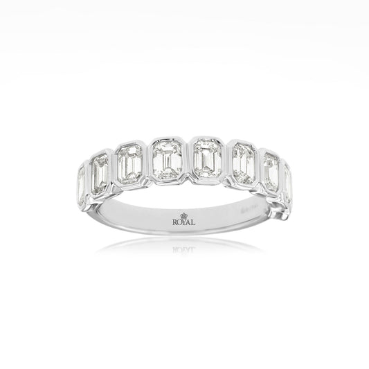 14K White Gold 1.77CT Emerald Cut Diamond Band