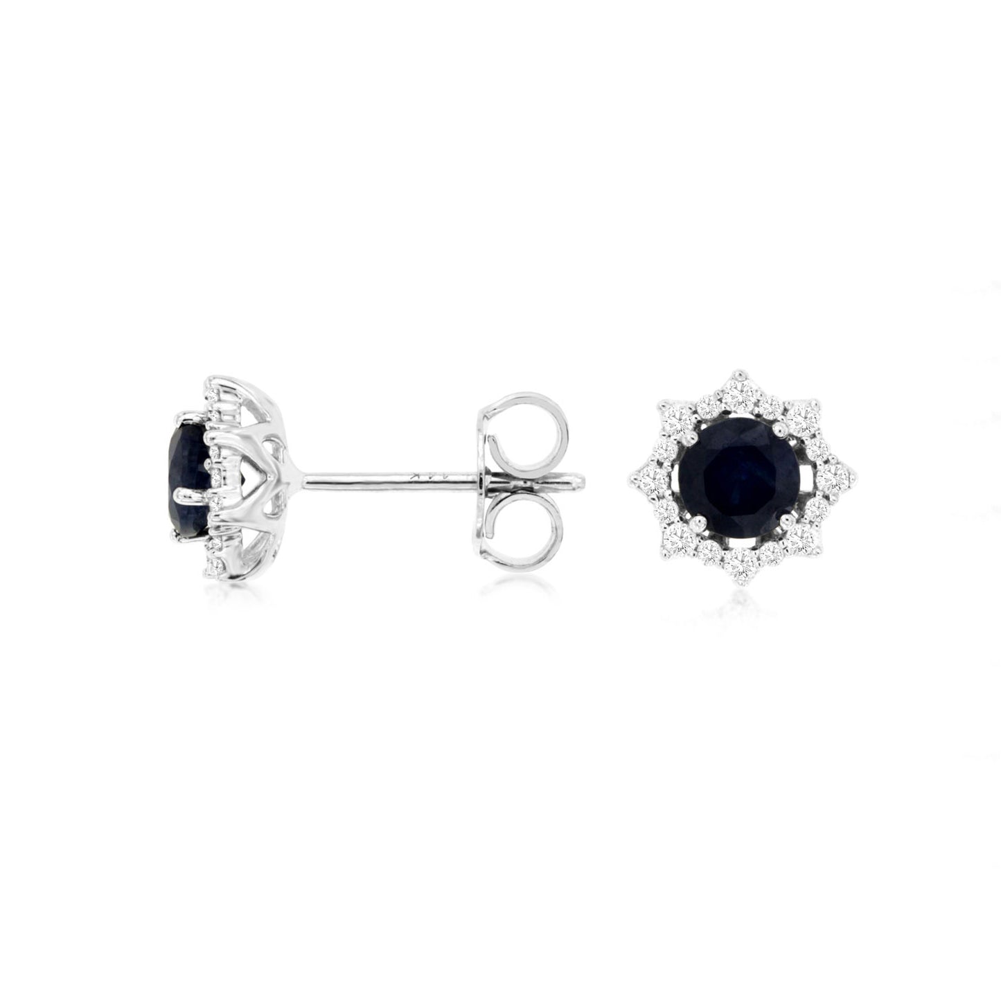 14K White Gold Sapphire & Diamond Earrings