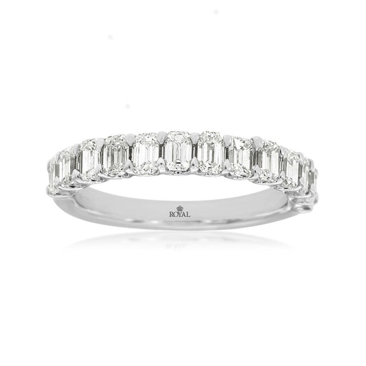 14K White Gold 1.35CT Emerald Cut Diamond Band