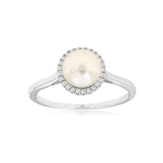 14K Pearl & Diamond Ring