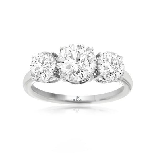 14k 3.0ctw 3 Stone Lab-Created Round Brilliant Diamond Ring