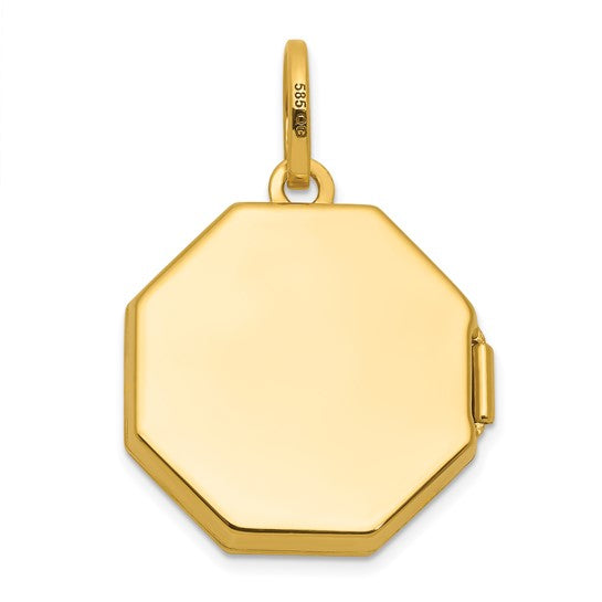 14K Gold Polished Octagon Locket
