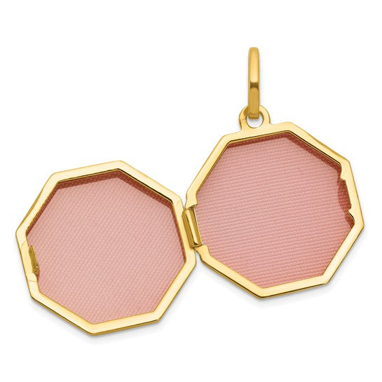 14K Gold Polished Octagon Locket