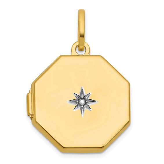14K Gold Polished Octagon Locket