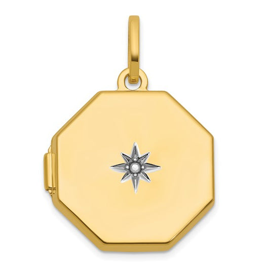 14K Gold Polished Octagon Locket