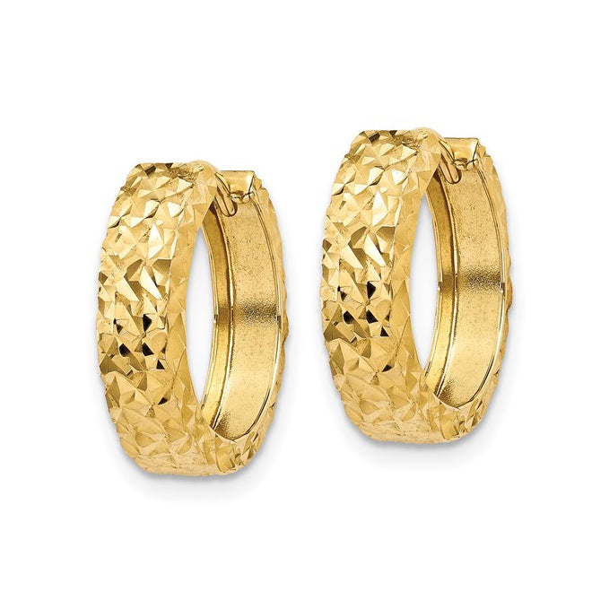 14k Gold 14mm Diamond Cut Hoop Earrings