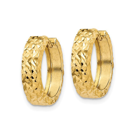 14k Gold 14mm Diamond Cut Hoop Earrings