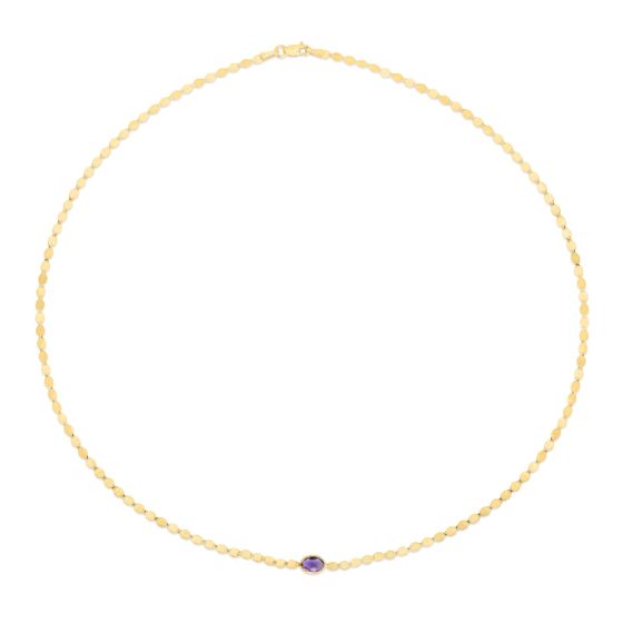 14K Yellow Gold Amethyst Mirrored Chain Necklace