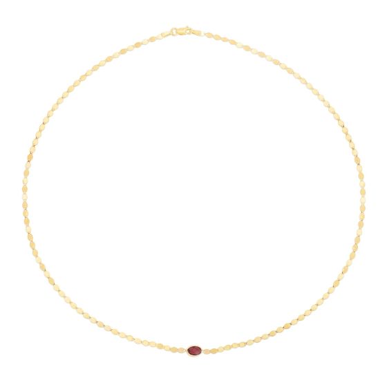 14K Yellow Gold Garnet Mirrored Chain Necklace