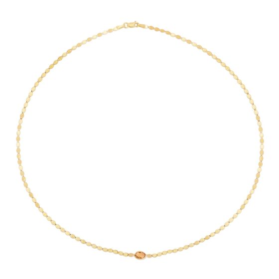 14K Yellow Gold Citrine Mirrored Chain Necklace