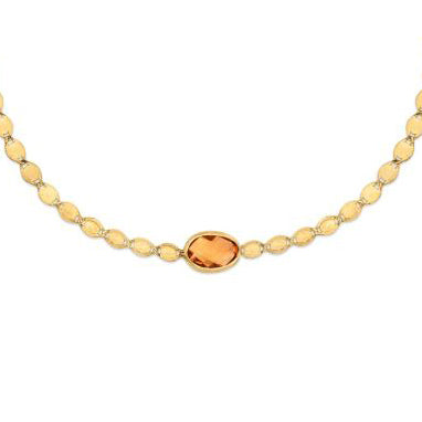 14K Yellow Gold Citrine Mirrored Chain Necklace