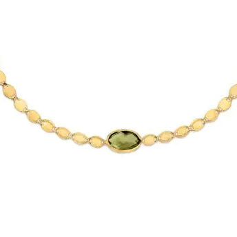 14K Yellow Gold Peridot Mirrored Chain Necklace