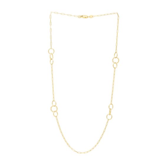 14K Yellow Gold Twisted Link Paperclip Necklace 24"