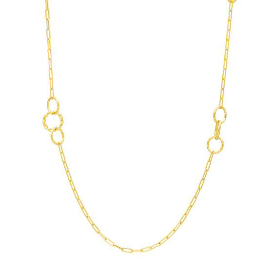 14K Yellow Gold Twisted Link Paperclip Necklace 24"