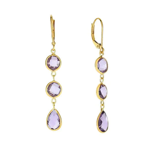 14K Amethyst Briolette Drop Earrings