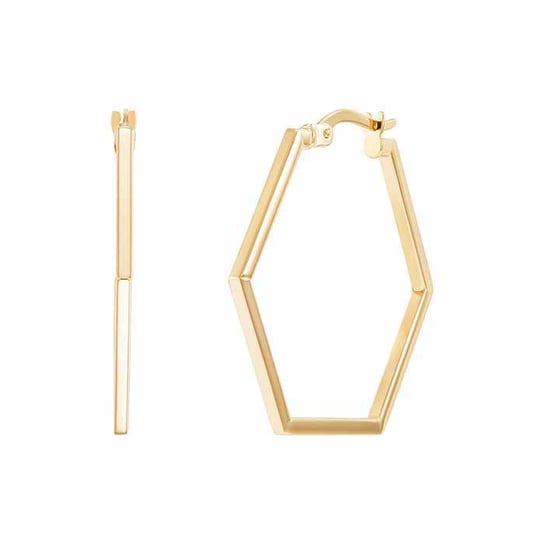 14k Gold Hexagon Hoop Earrings