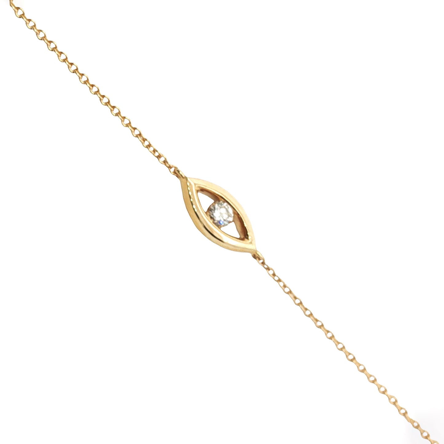 14K Yellow Gold Diamond Evil Eye Bracelet