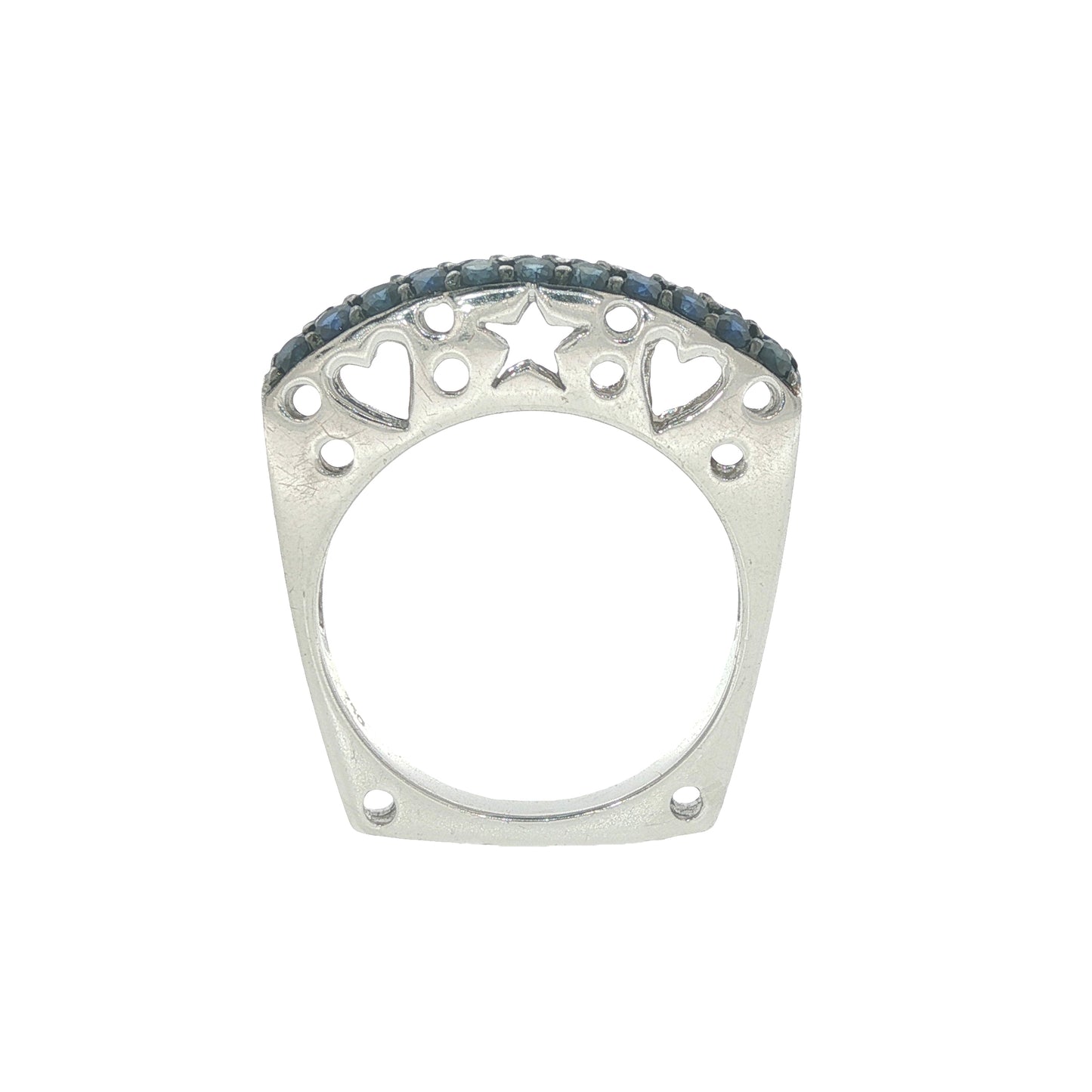 Vintage 18K Sapphire Squared Stacking Ring