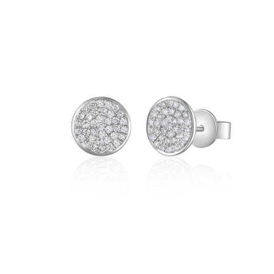 14K White Gold Diamond Pave Earrings (med)