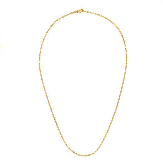 14K Yellow Gold 1.5mm 18" Paperclip Chain