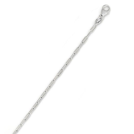 14K White Gold 1.5mm 18" Paperclip Chain