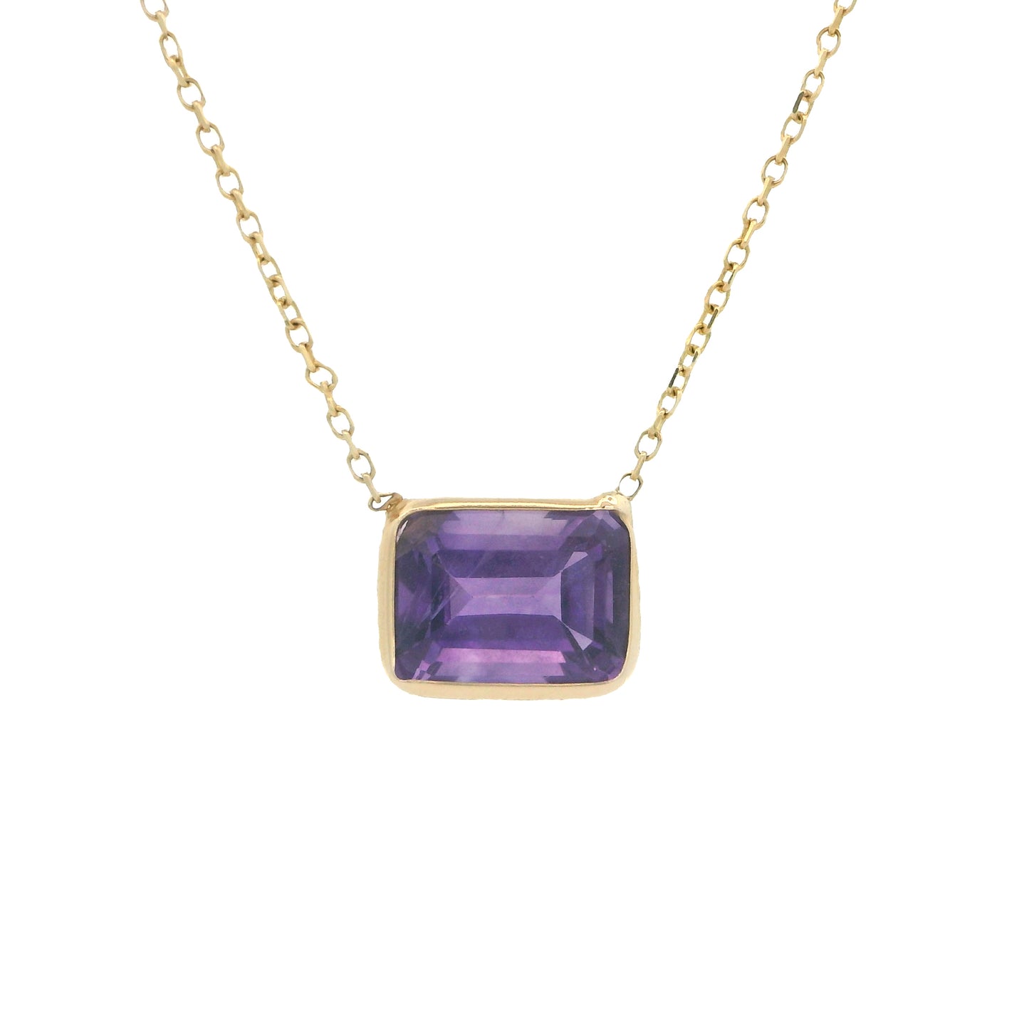 Phillip Gavriel Collection 14K Emerald Cut Amethyst Necklace