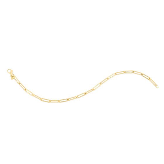 14K Yellow Gold 3.5mm 18" Beaded Paperclip Chain