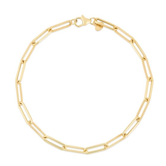 14K Yellow Gold 3.5mm 18" Beaded Paperclip Chain