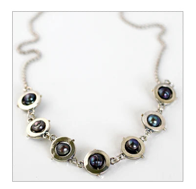 Molly McNamara Collection Black Pearl Saturn Necklace