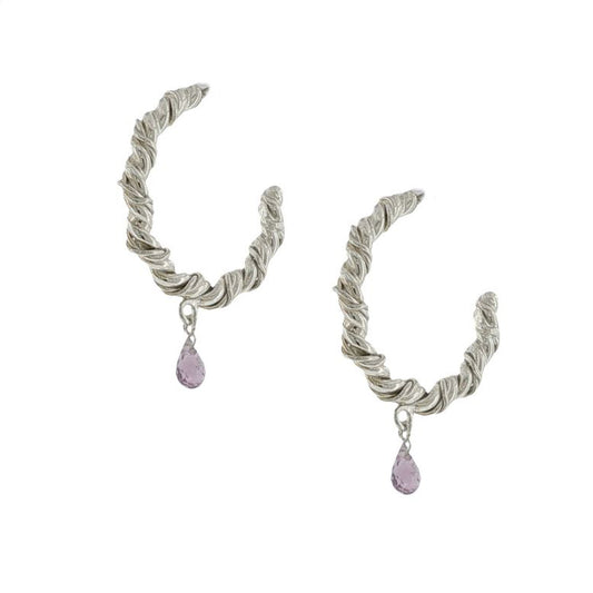 Vitrice McMurry Sterling Silver Amethyst Twisted Hoops