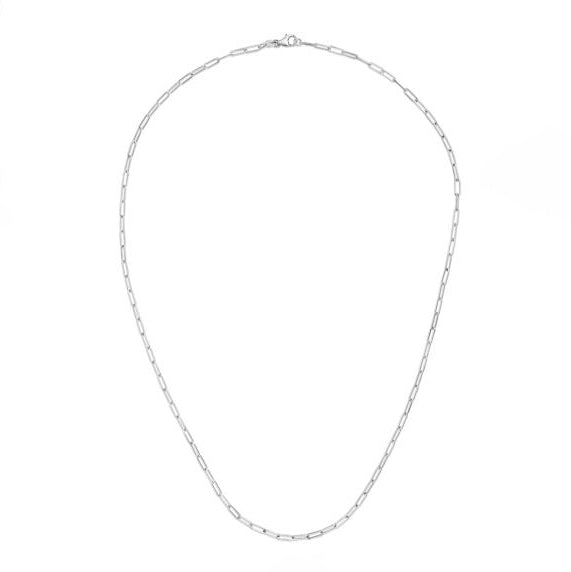 14K White Gold 2.1mm 18" Paperclip Chain