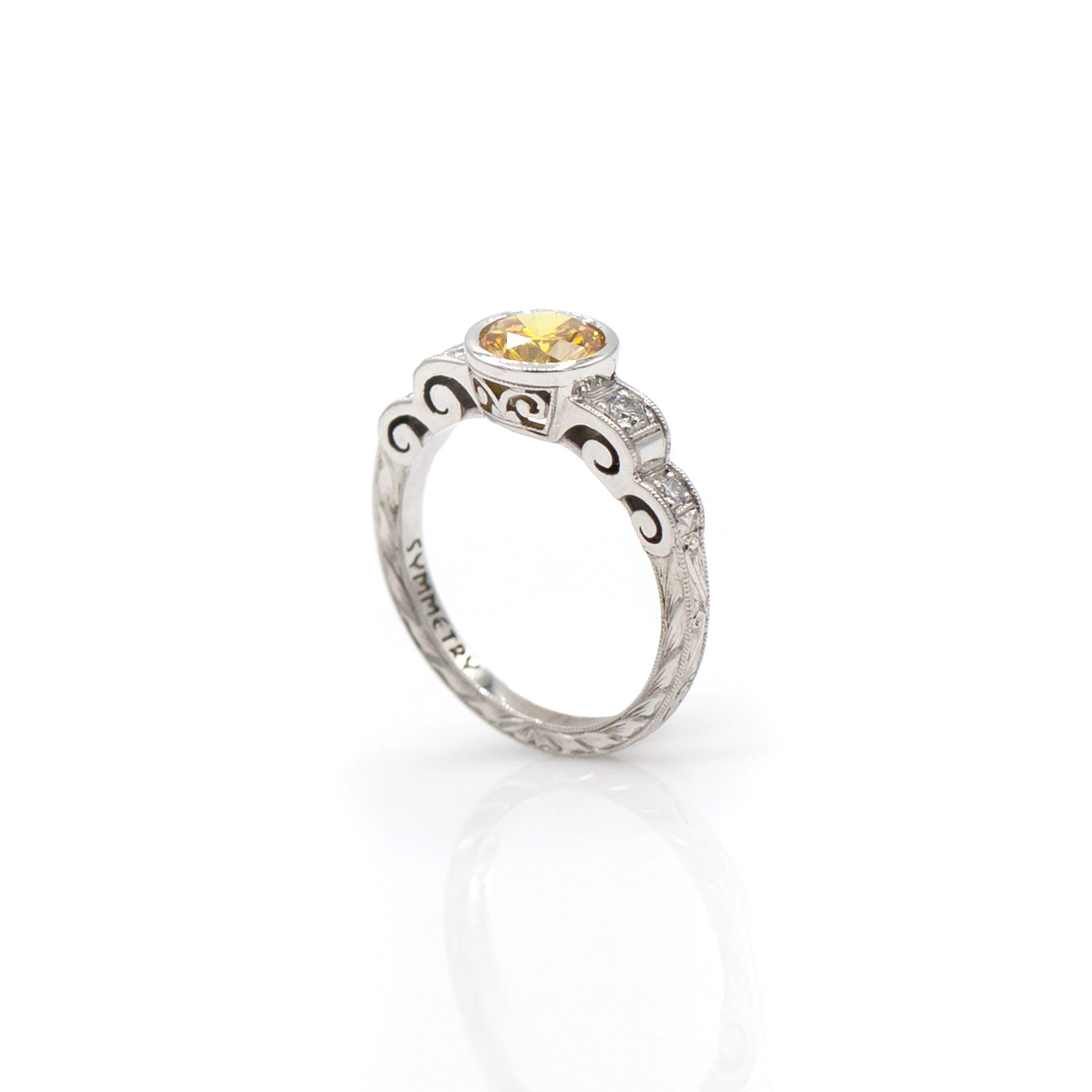 Tom Mathis Designs Platinum Canary Diamond Engagement Ring