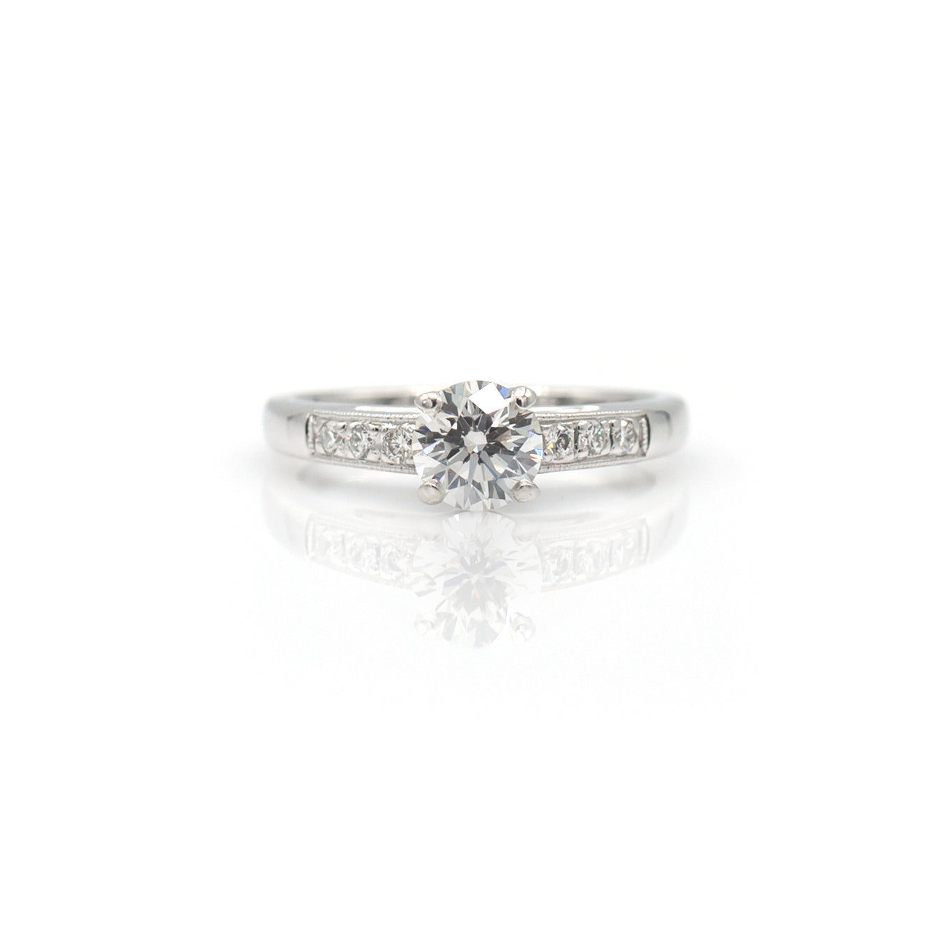 14K White Gold Cathedral Style Diamond Engagement Ring