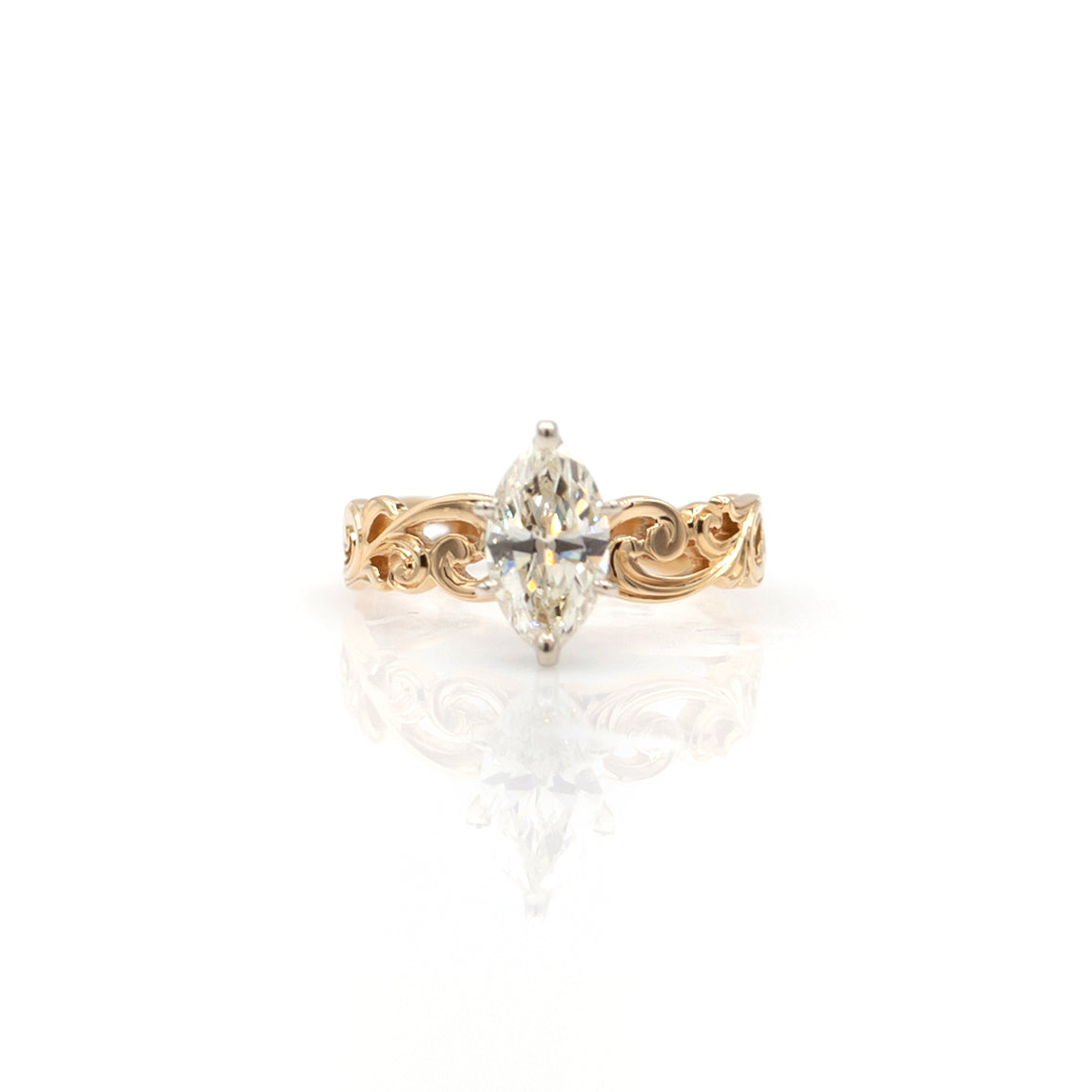 Tom Mathis Designs 18K Marquis Diamond Engagement Ring