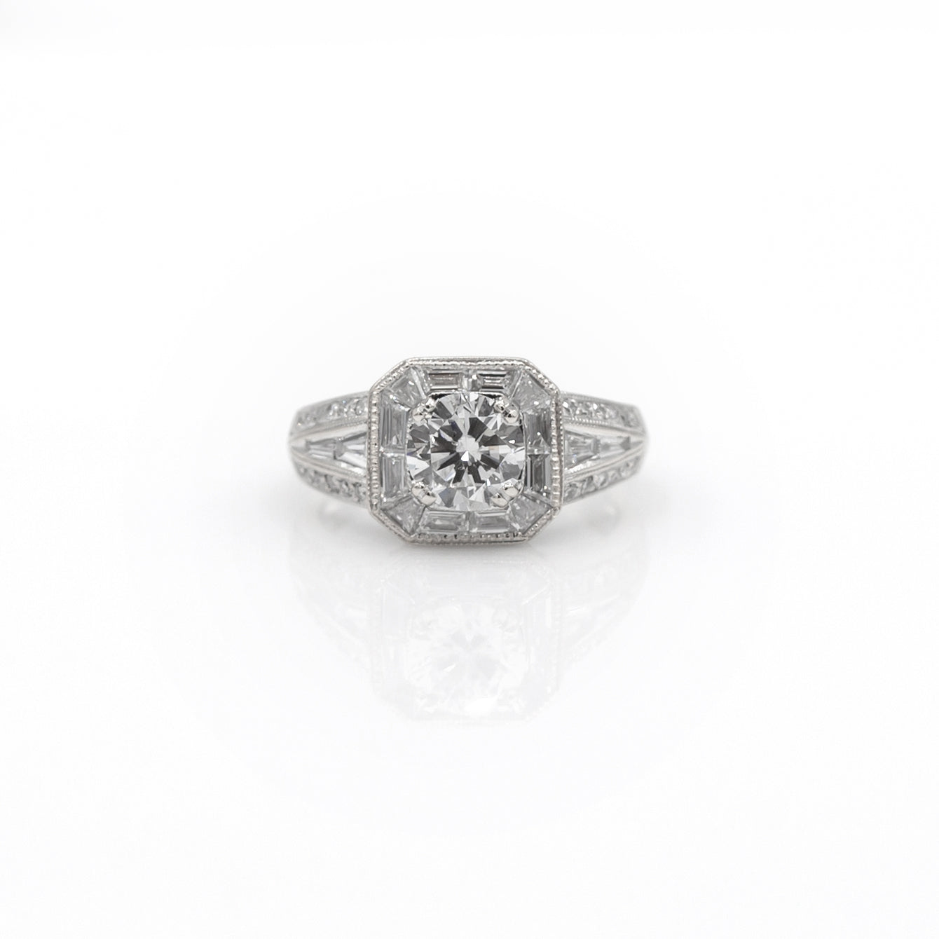 Estate Collection 18K Baguette Halo Diamond Ring