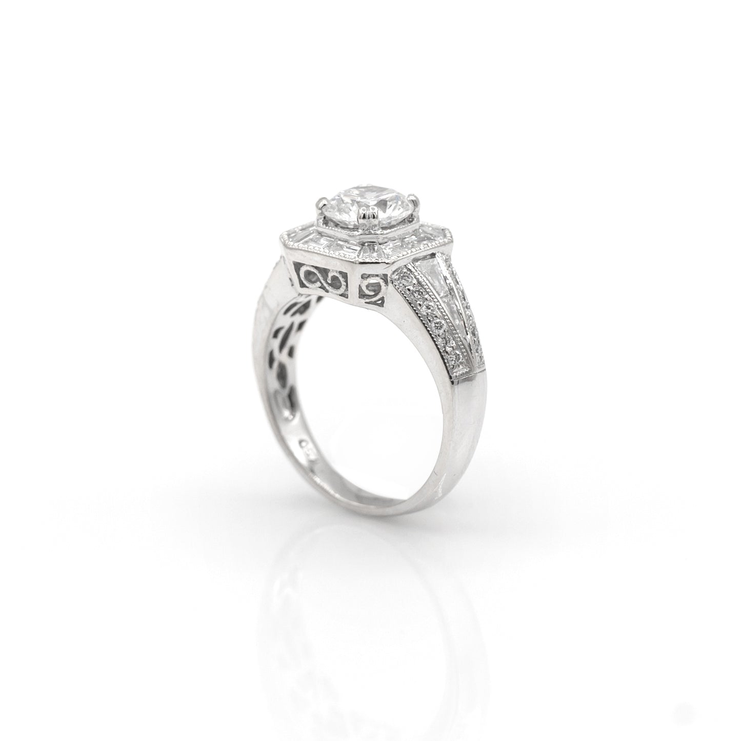 Estate Collection 18K Baguette Halo Diamond Ring