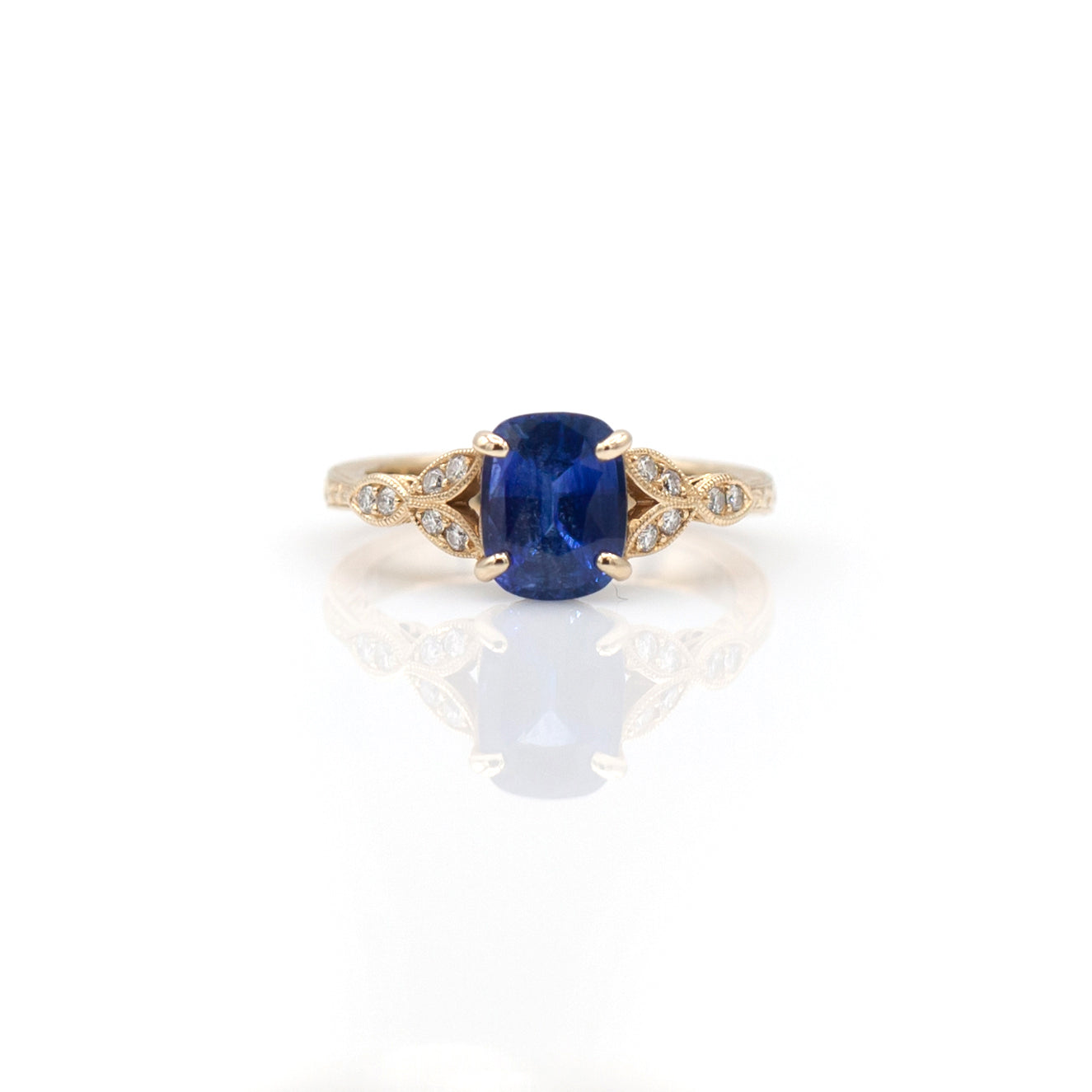 14K Yellow Gold Sapphire Engagement Ring