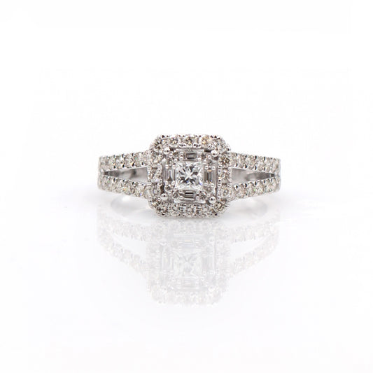 14K White Gold Diamond Engagement Ring