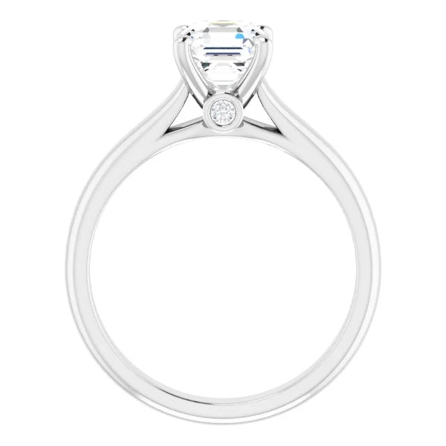 14K White Gold 1.2CT Asscher Cut Diamond Ring